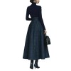 Solid color texture long sleeved elegant French dress for women