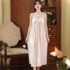 Lace pure desire long sleeping dress with chest cushion can be worn outside home clothes cotton
