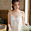 Lace pure desire long sleeping dress with chest cushion can be worn outside home clothes cotton