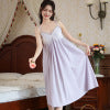 Lace pure desire long sleeping dress with chest cushion can be worn outside home clothes cotton