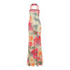 Slim fit scarf collar sexy backless strapless printed dress for women